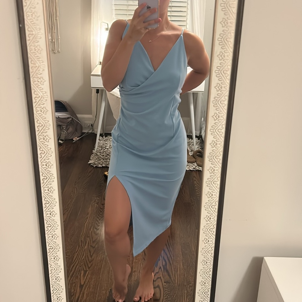 Hello Molly light blue wedding guest dress